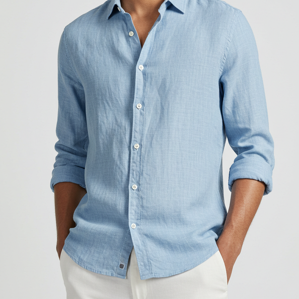 Luxury Linen Shirt Light Blue
