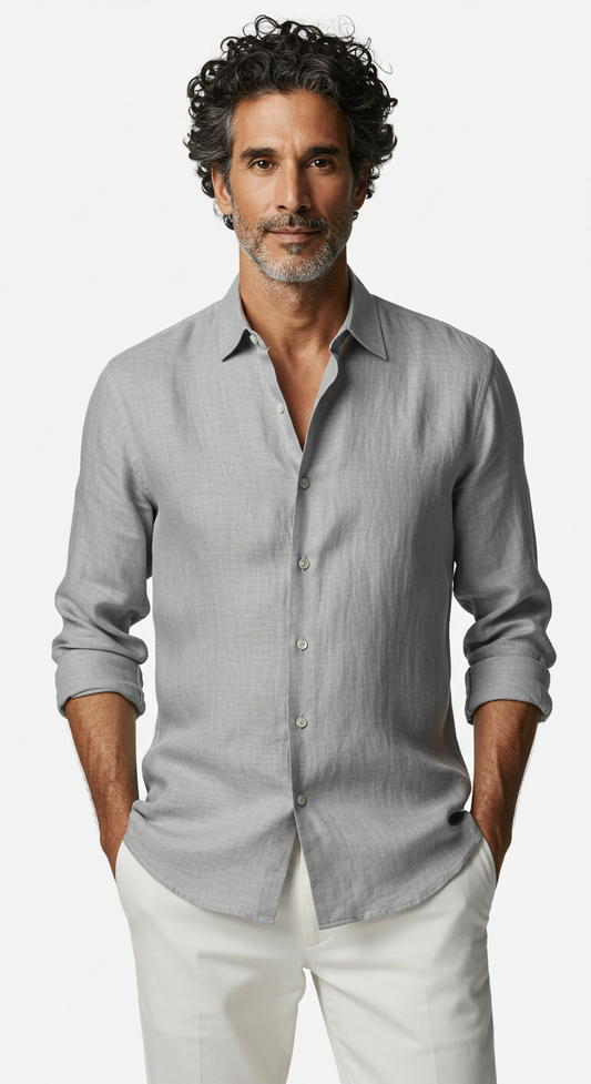 Luxury Linen Shirt Grey