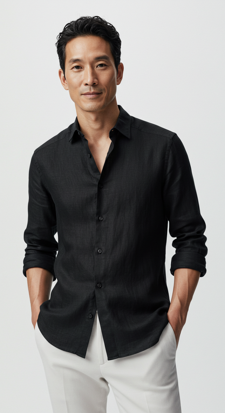 Luxury Linen Shirt Black