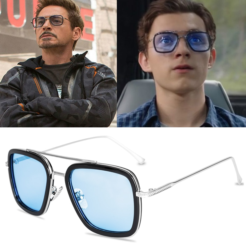 Tony Stark Avengers End Game Sunglasses Square Frames For Men And Women Blue Candy