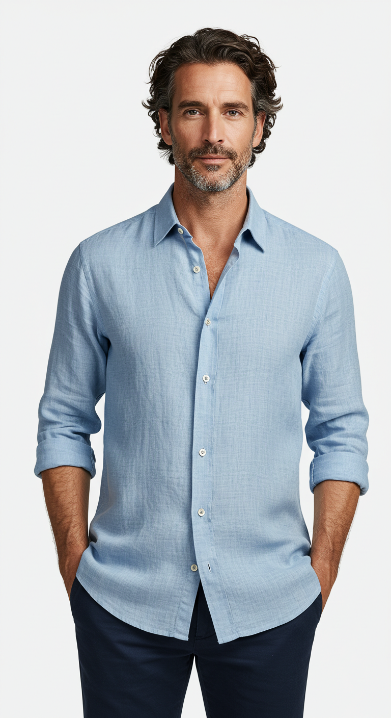 Luxury Linen Shirt Light Blue