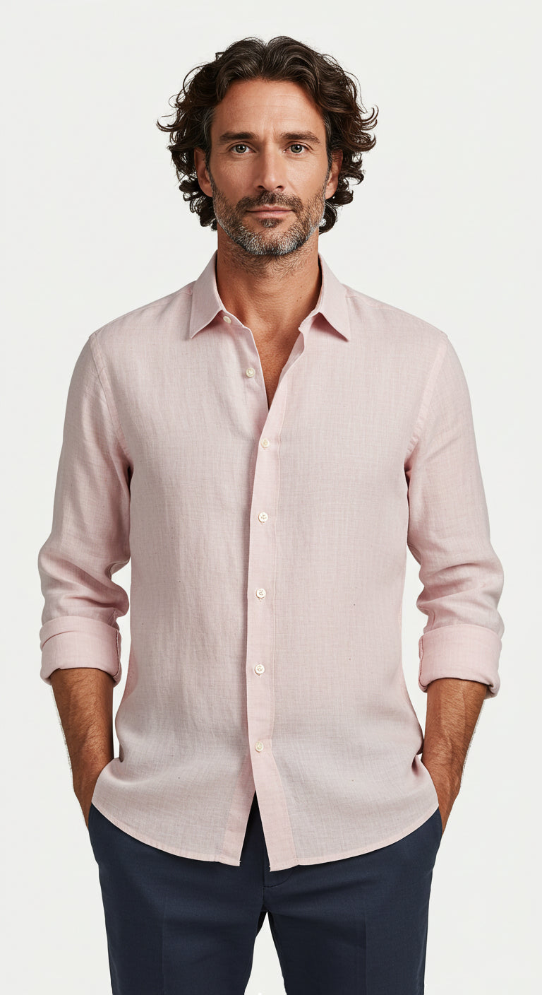 Luxury Linen Shirt Light Pink