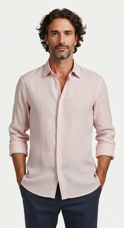 Luxury Linen Shirt Light Pink