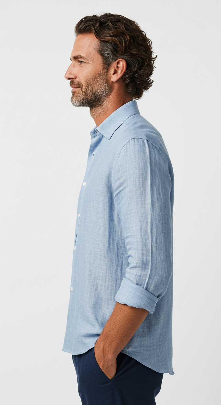 Luxury Linen Shirt Light Blue