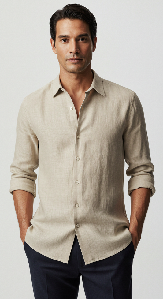 Luxury Linen Shirt Sand
