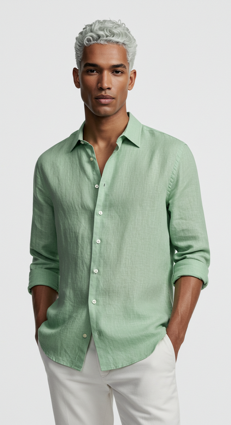 Luxury Linen Shirt Mint