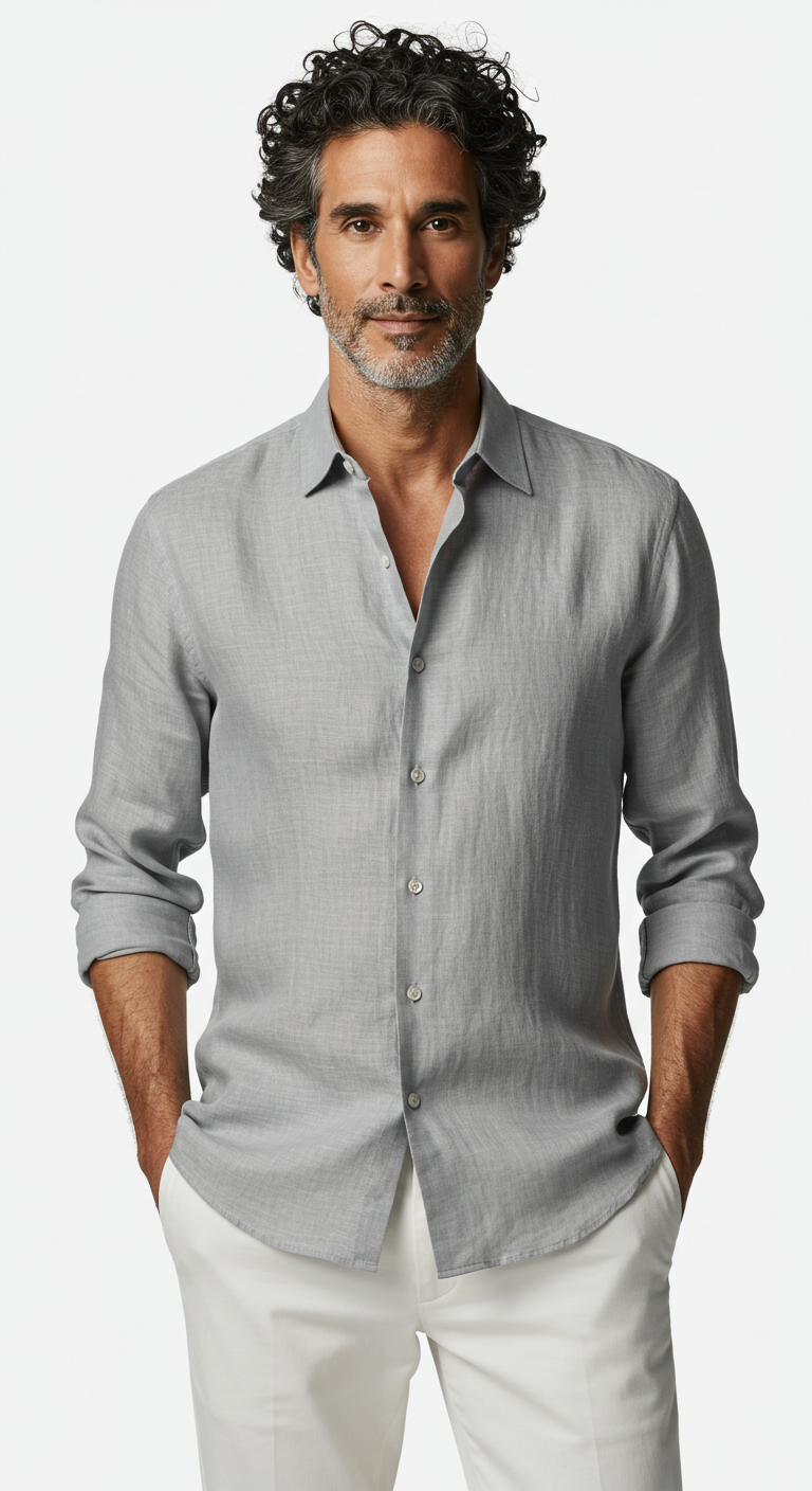 Luxury Linen Shirt Grey