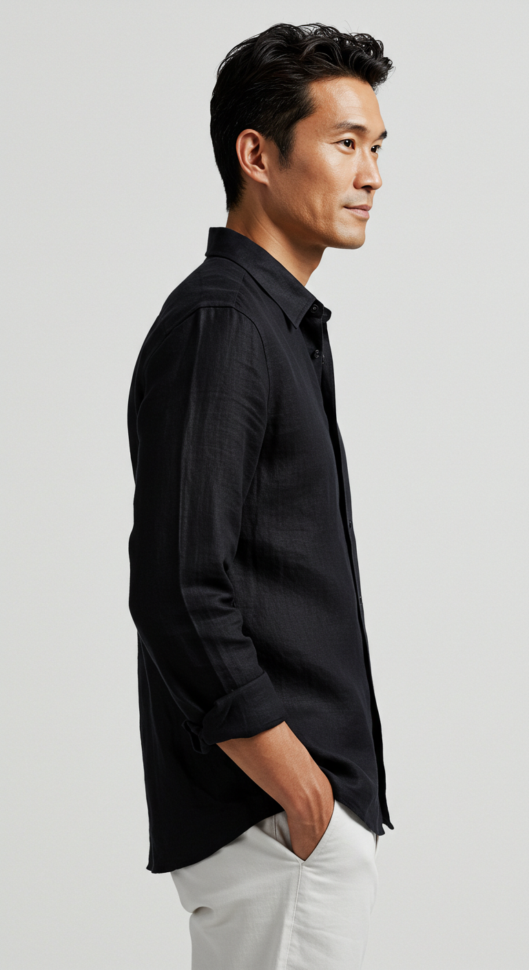 Luxury Linen Shirt Black