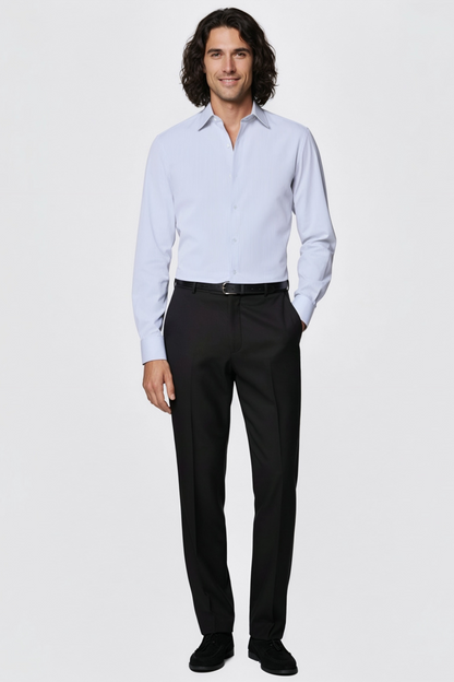 Mid Blue Striped Cotton Shirt