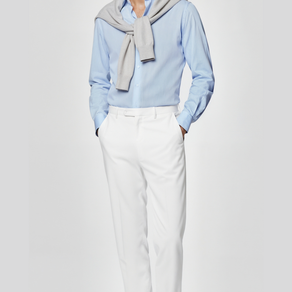 Blue Striped Widespread Collar Shirt