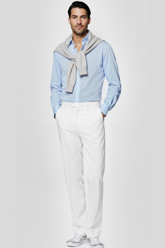 Blue Striped Widespread Collar Shirt