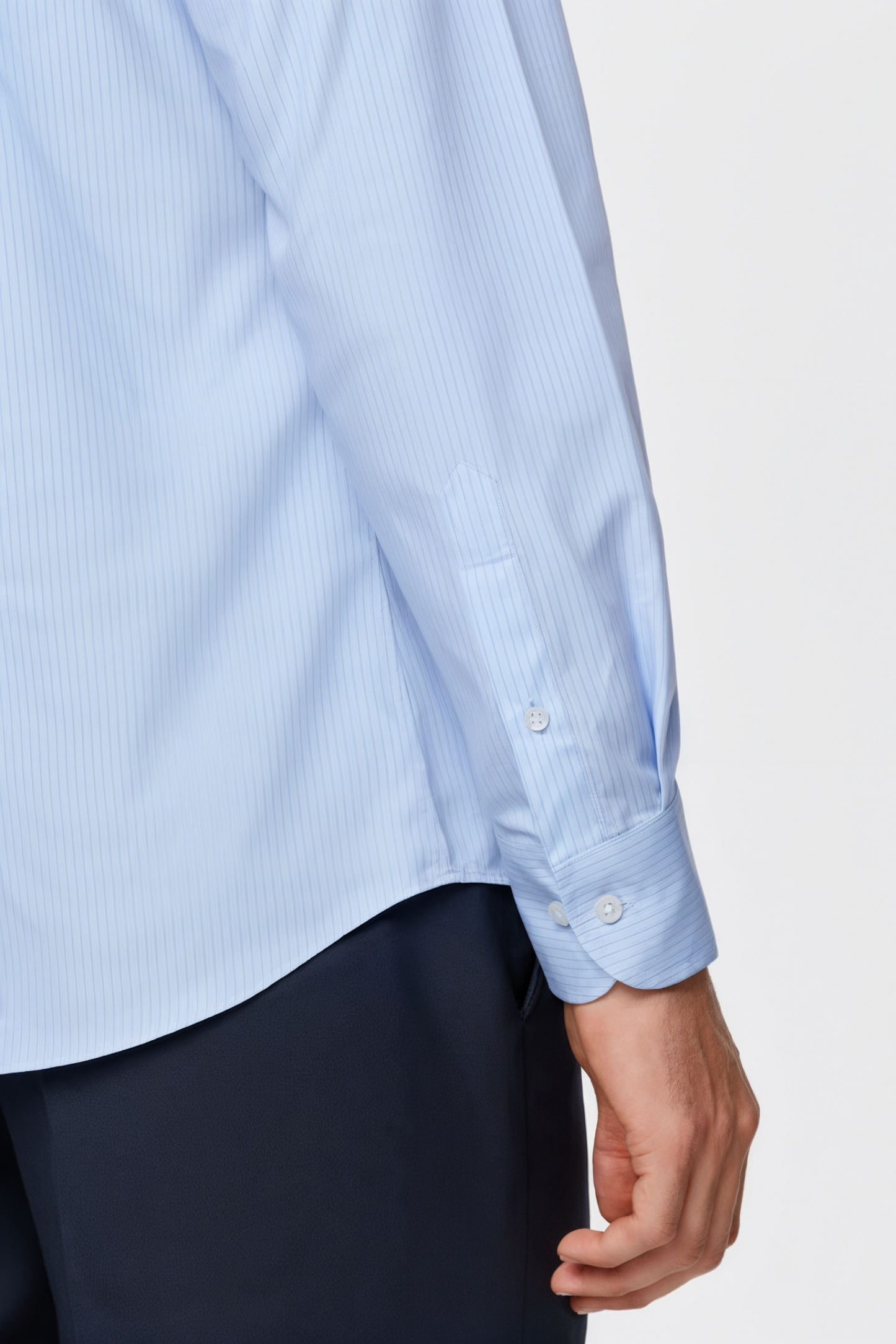 Mid Blue Striped Cotton Shirt