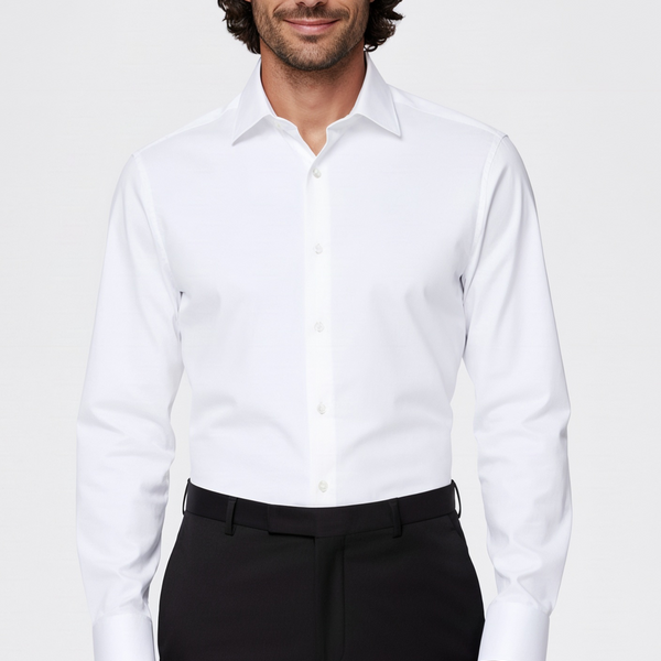White Widespread Collar Shirt