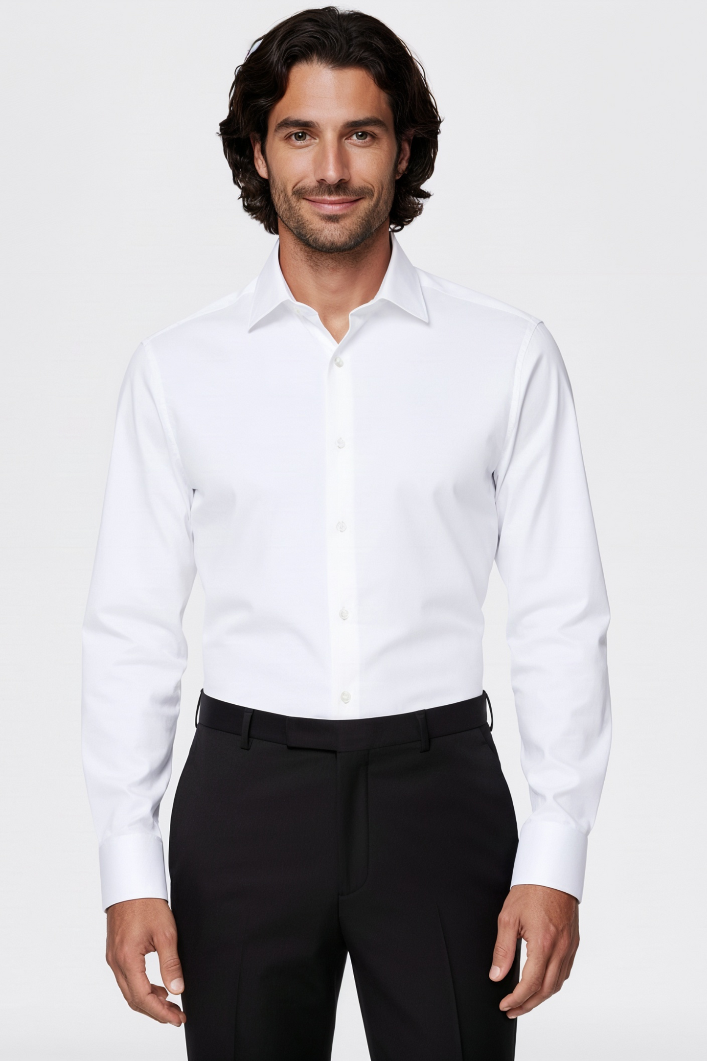 White Widespread Collar Shirt