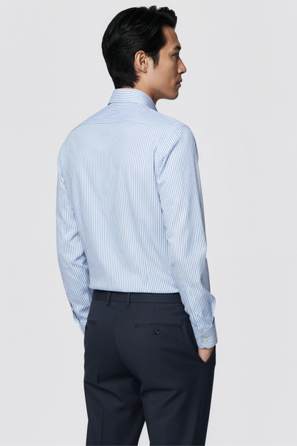 Blue White Striped Classic Collar Shirt