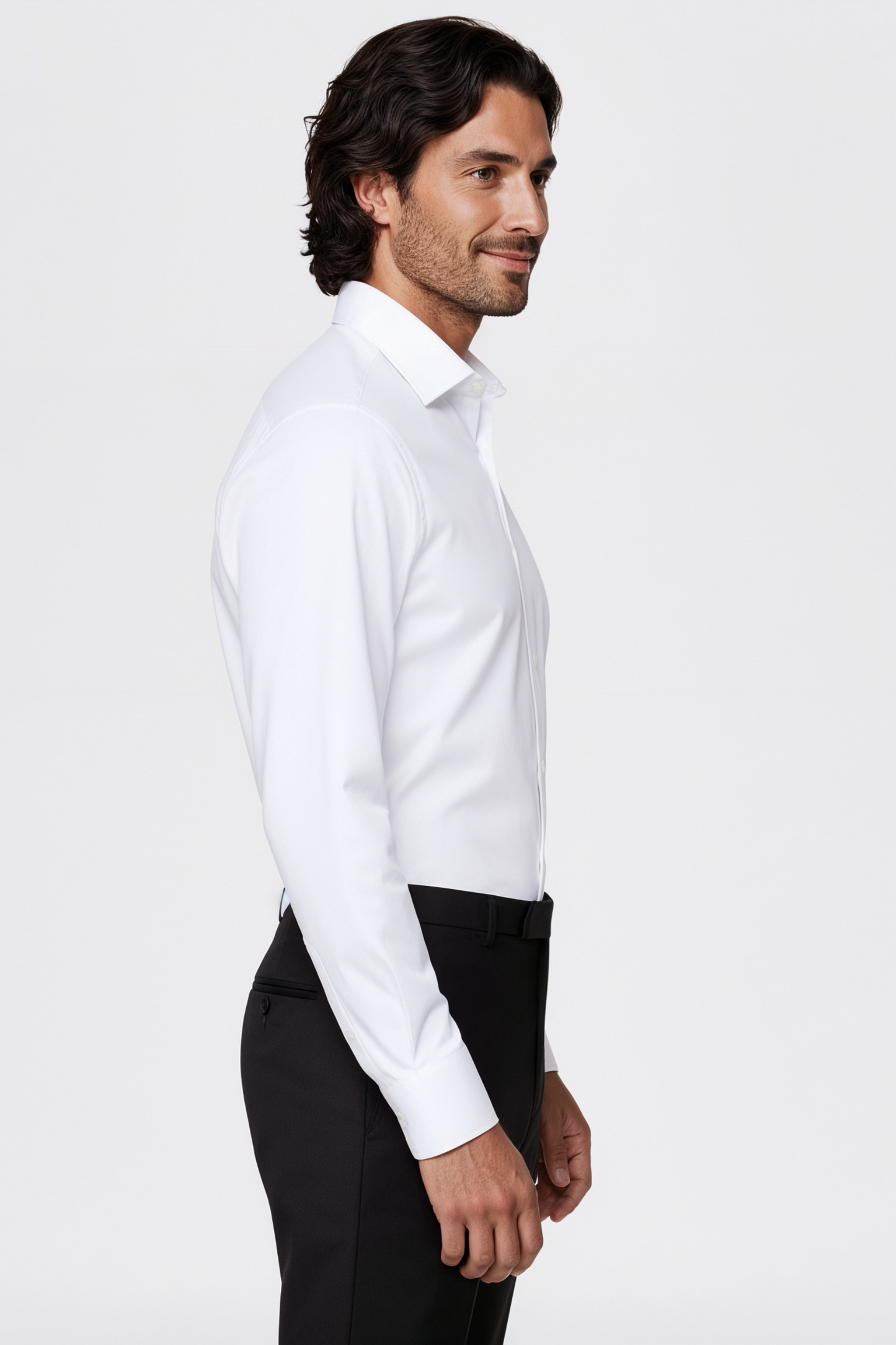 White Widespread Collar Shirt