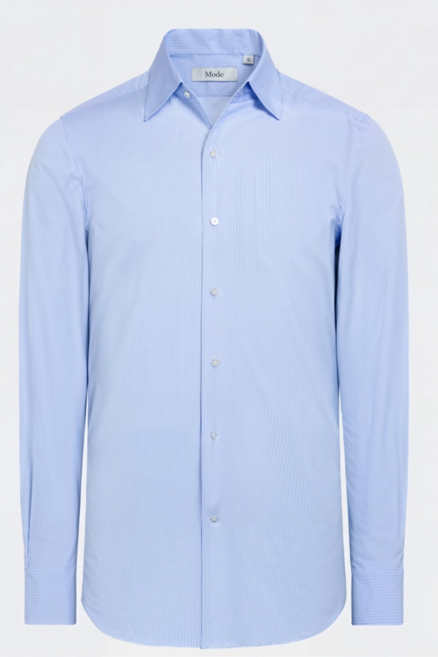 Mid Blue Striped Cotton Shirt