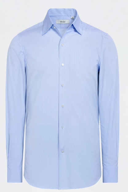 Mid Blue Striped Cotton Shirt
